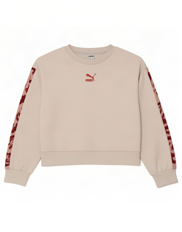 Puma Womens Graphic Crop Sweatshirt Jumper UK 14 Medium White Bomuld