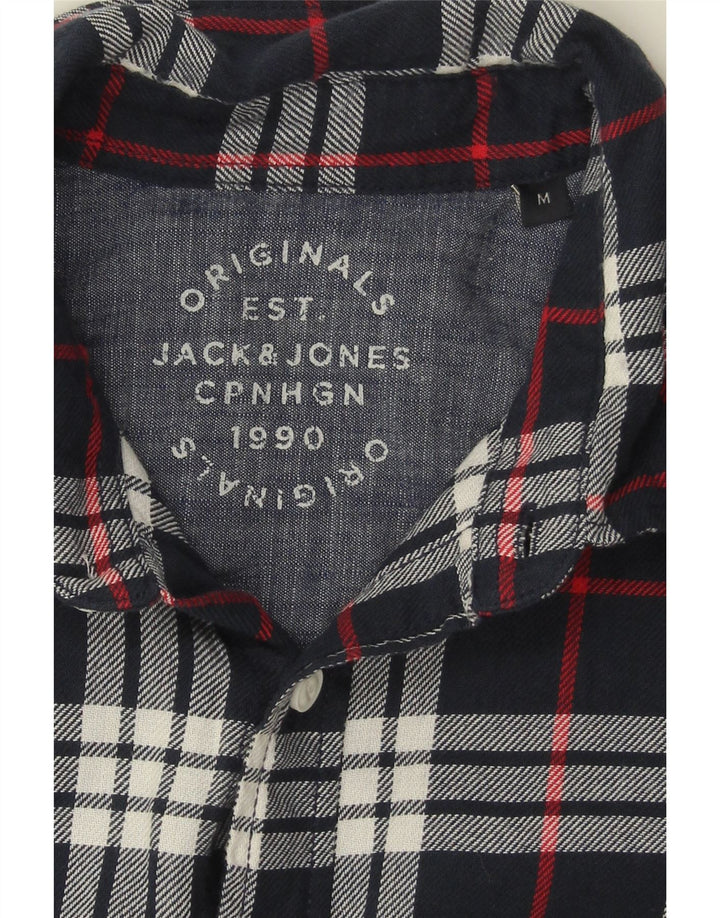 JACK & JONES Mens Flannel Shirt Medium Navy Blue Check Cotton Vintage Jack & Jones and Second-Hand Jack & Jones from Messina Hembry 