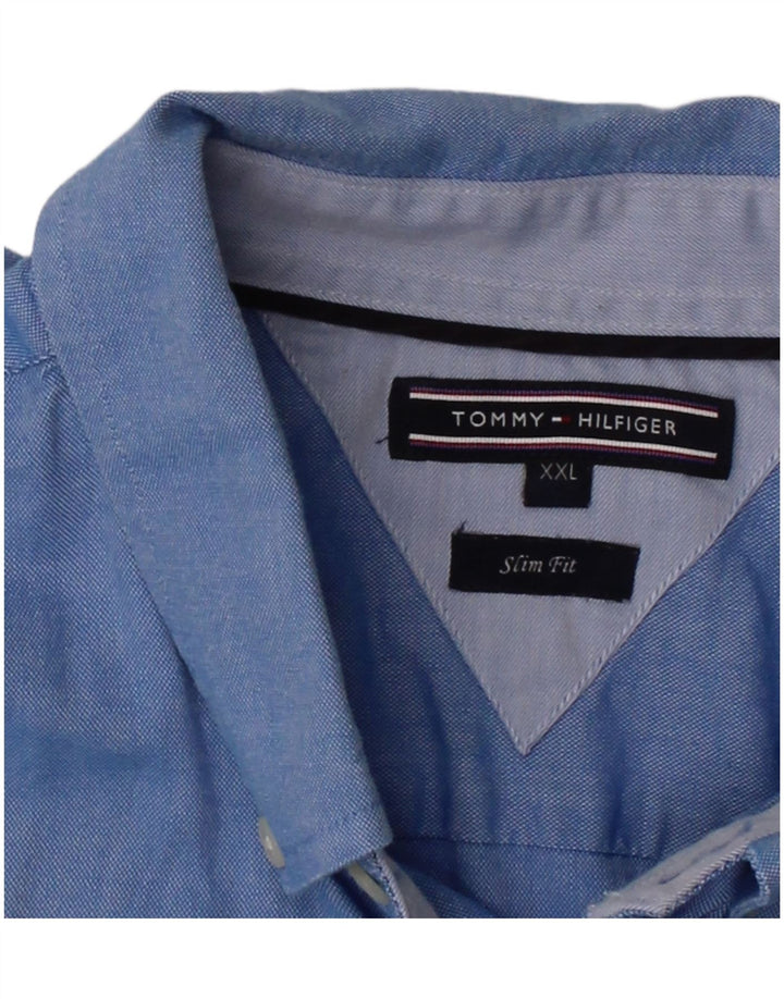 TOMMY HILFIGER Mens Slim Fit Shirt 2XL Blue Cotton