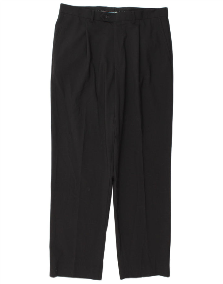 Marks & Spencer Straight Chino-bukser til mænd W34 L31 Sort polyester