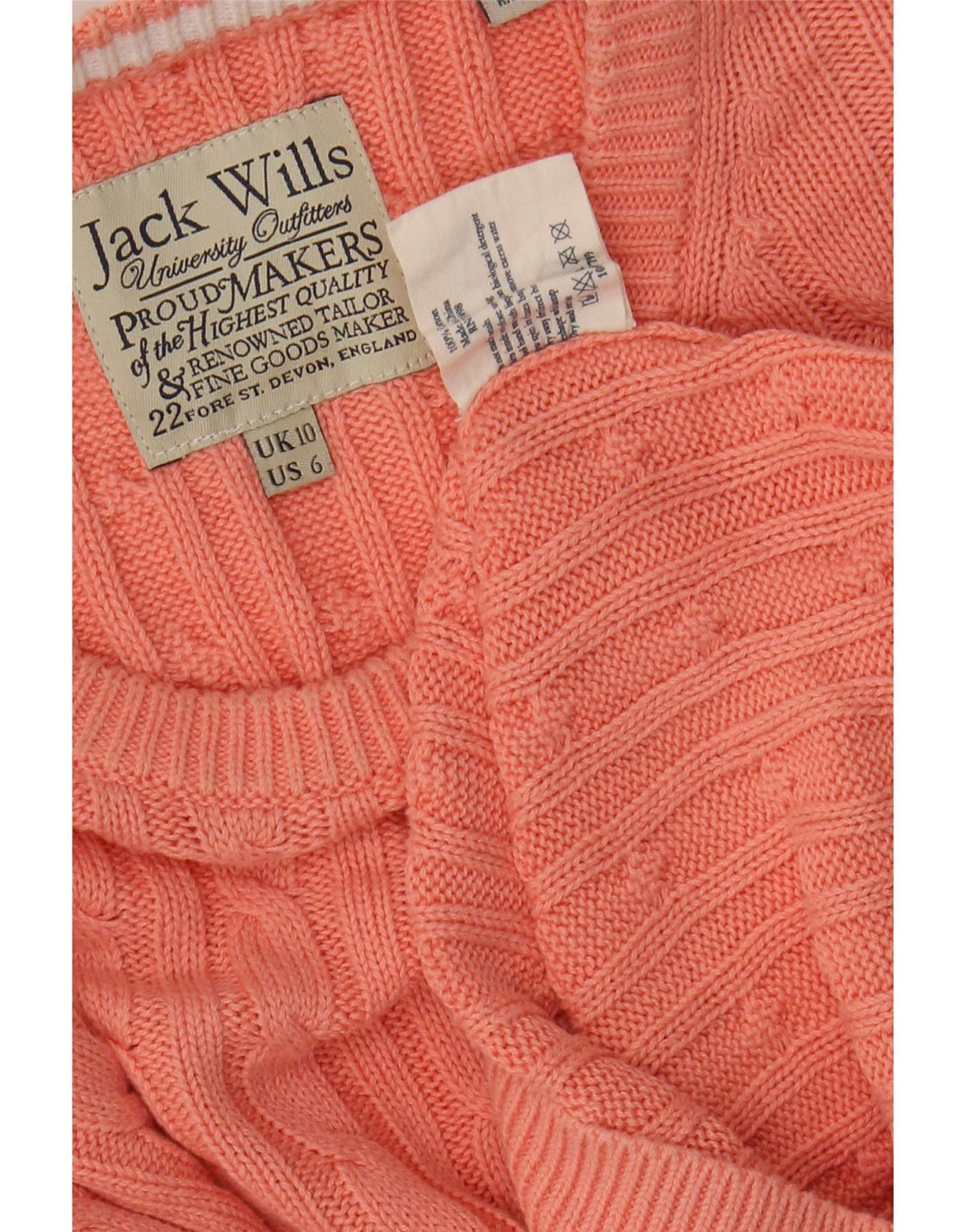 JACK WILLS Womens Crop Crew Neck Jumper Sweater UK 10 Small Pink Bomuld