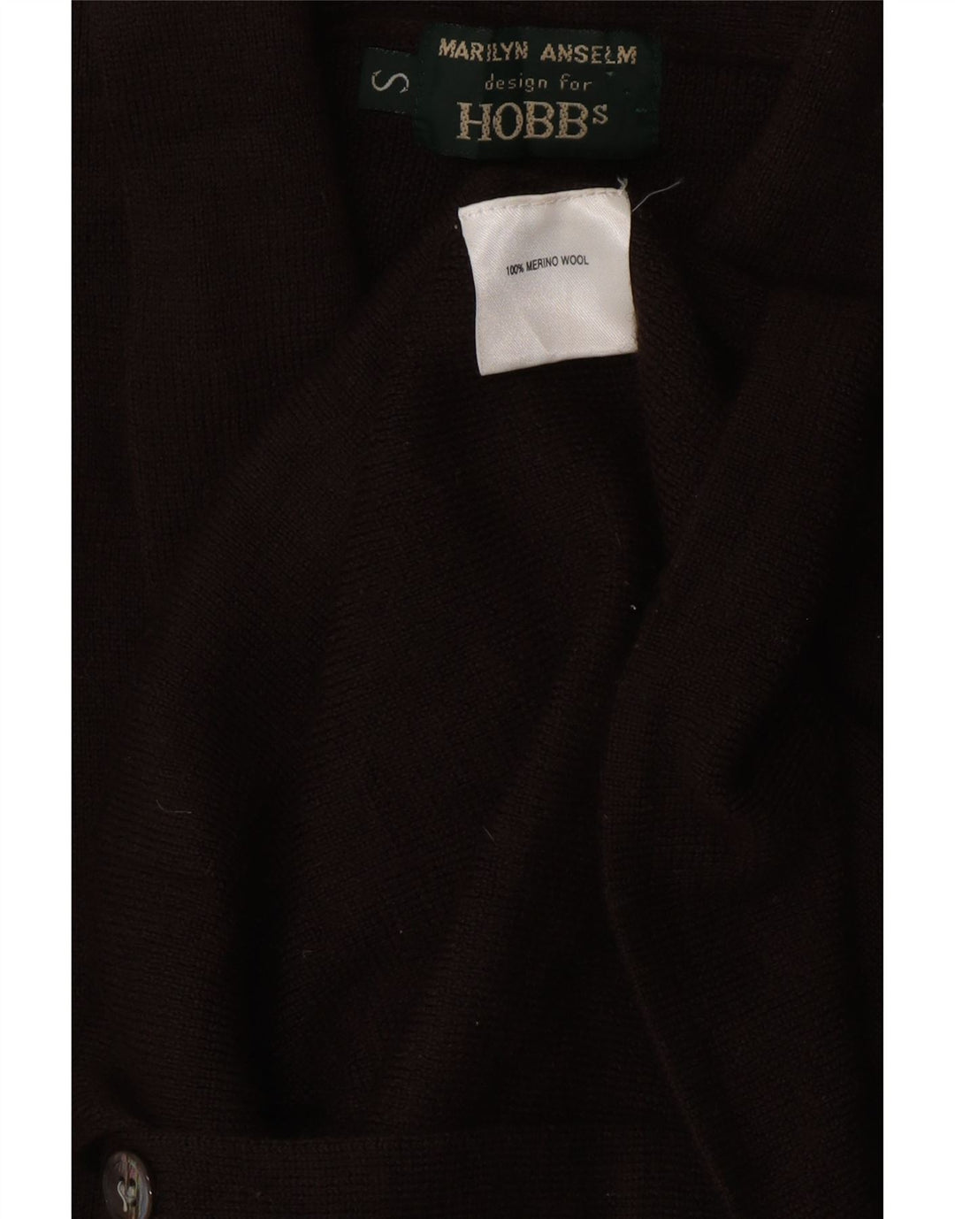 HOBBS Dame Cardigan Sweater UK 8 Lille Brun Merinould