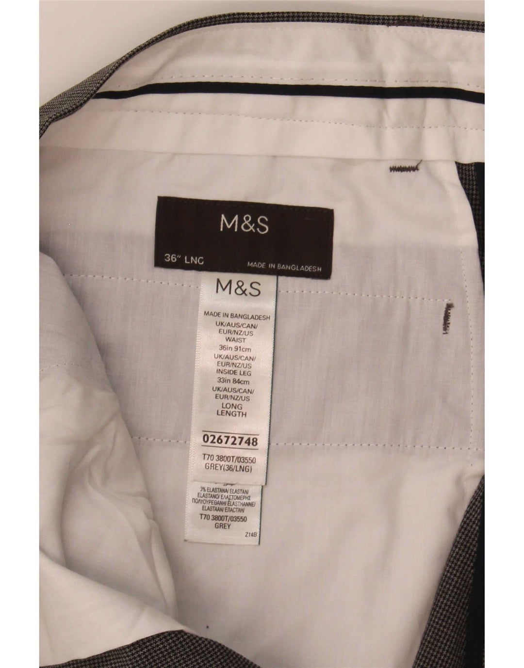Marks & Spencer Herre Slim Suit Bukser W36 L33 Grå