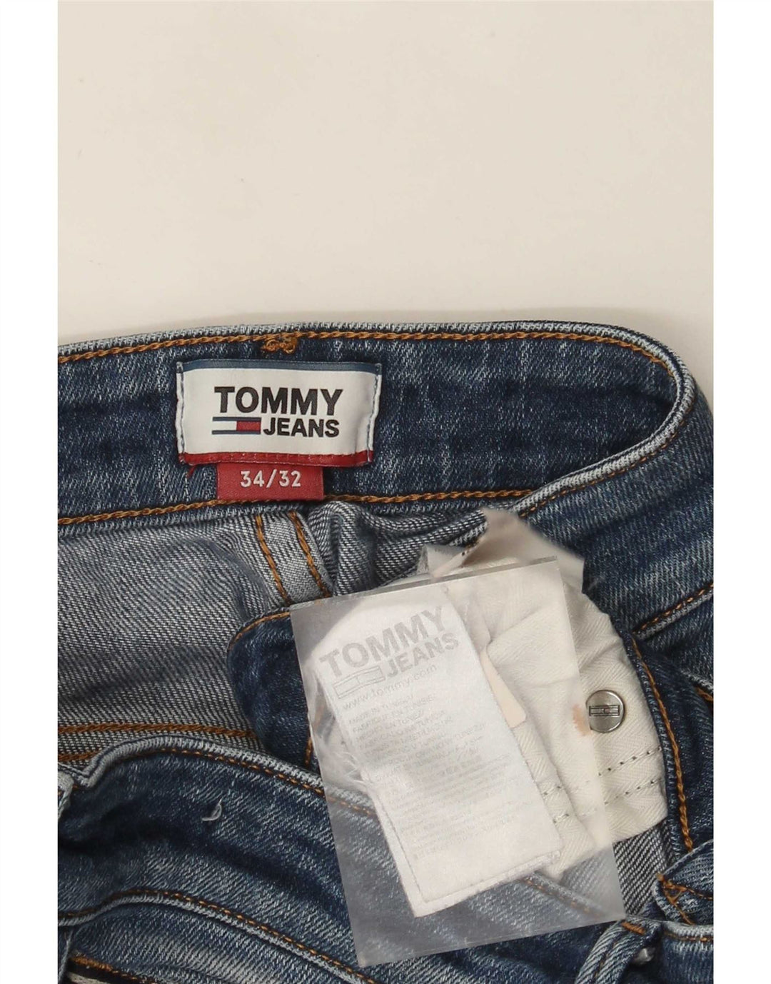 Tommy Hilfiger Herre Slim Jeans W34 L32 Blå Bomuld