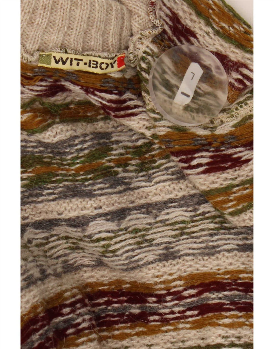 Wit Boy Herre Roll Neck Jumper Sweater Large Beige Fair Isle Alpaca Wool