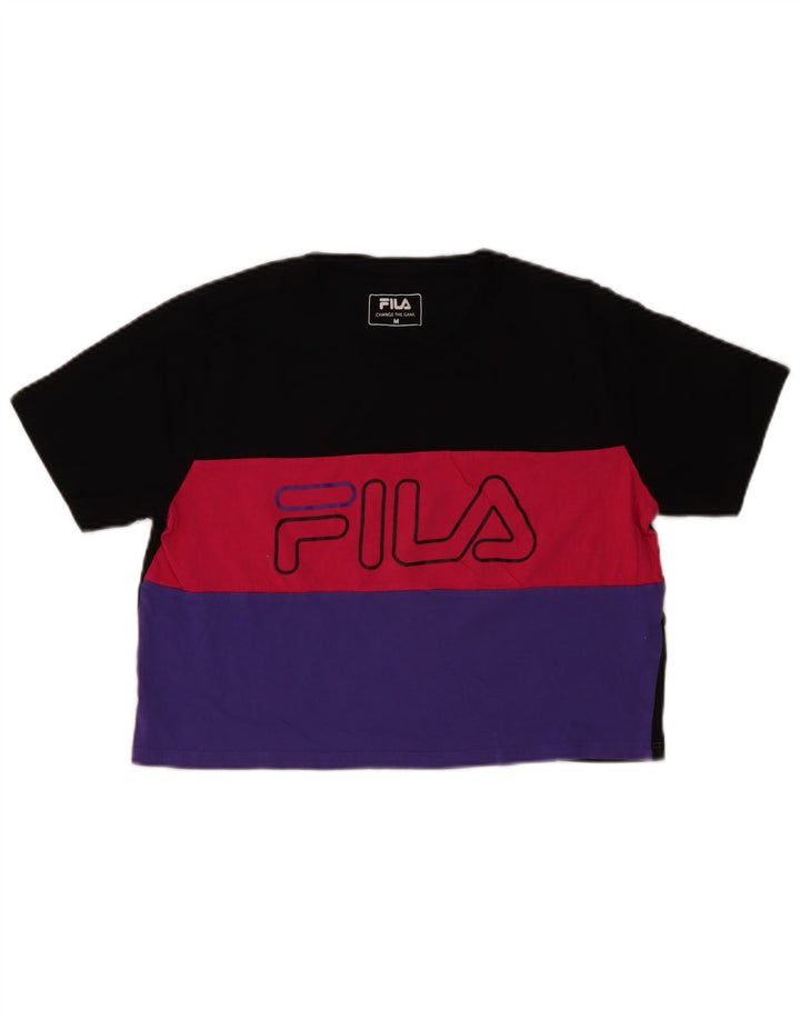 Fila Kvinders Crop Grafisk T-Shirt Top UK 14 Medium Flerfarvet Colourblock