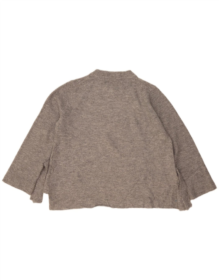 Zara Dame Oversized Crew Neck Jumper Sweater UK 14 Medium Grey Flecked