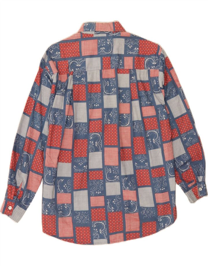 VINTAGE Womens Longline Shirt UK 14 Medium Multicoloured Patchwork Vintage Vintage and Second-Hand Vintage from Messina Hembry 