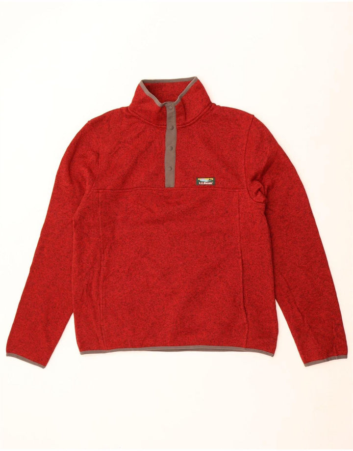 L.L.Bean Herre Button Neck Sweatshirt Jumper Medium Maroon Polyester