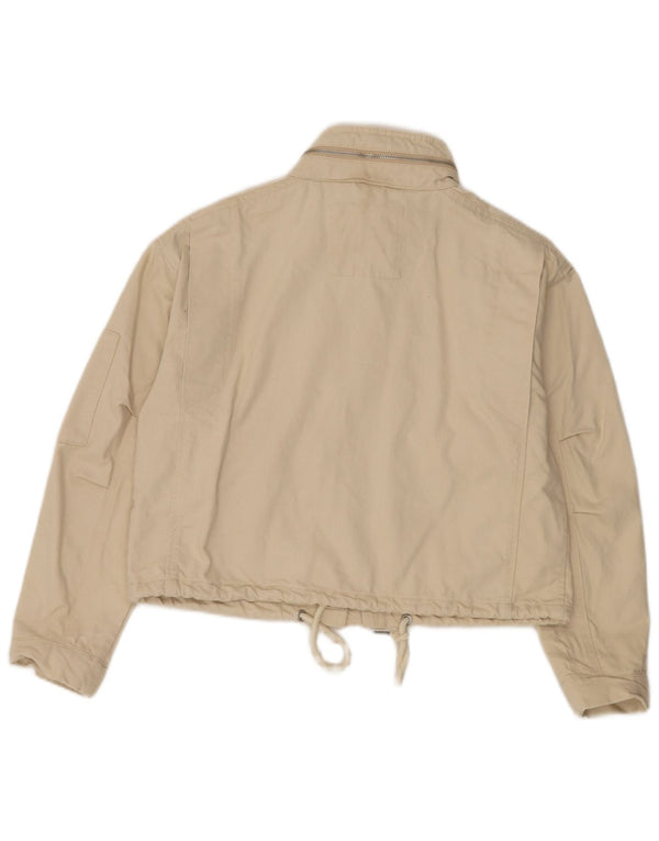Superdry Womens Crop Oversized Utility Jacket UK 8 Small Beige Bomuld