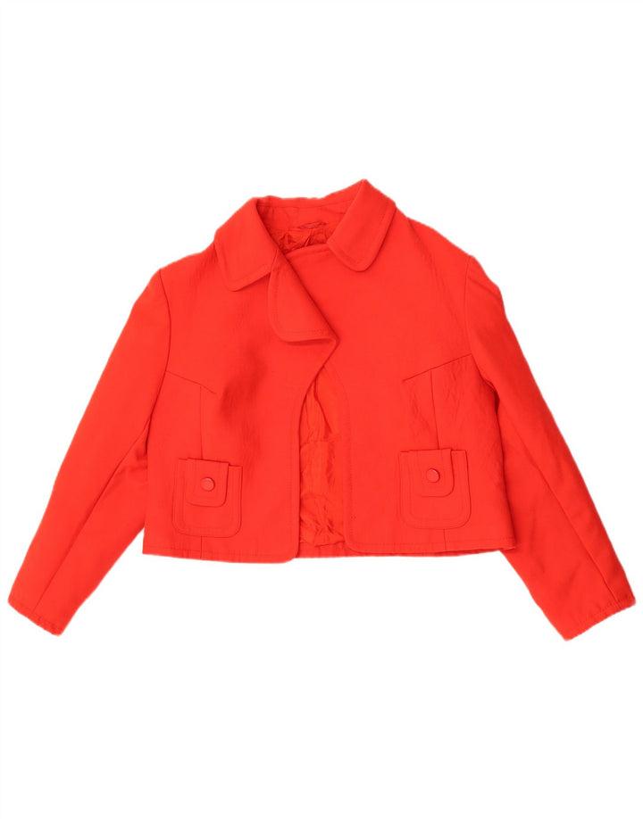 Vintage Dame Bolero Jacket UK 14 Medium Rød Ny Uld