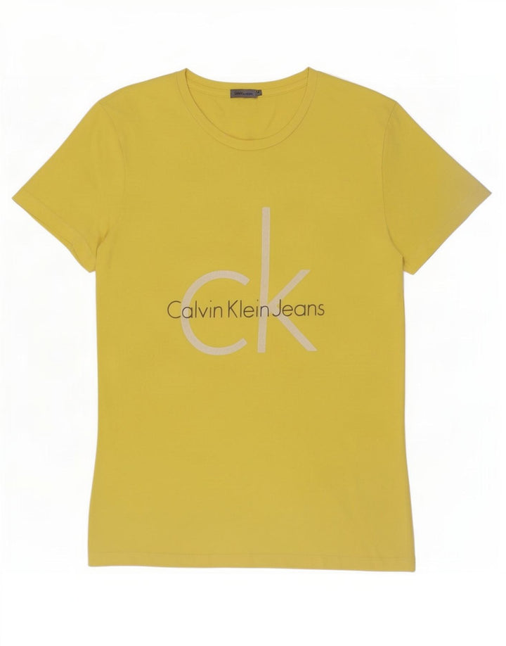 Calvin Klein Jeans Herre grafisk T-shirt Top Medium Gul Bomuld