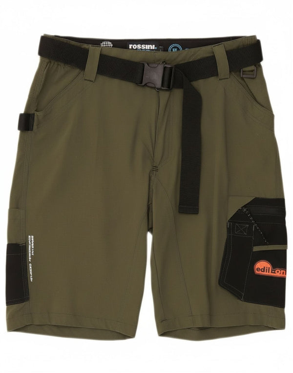 Vintage Herre grafiske Cargo Shorts Large W34 Khaki Colourblock