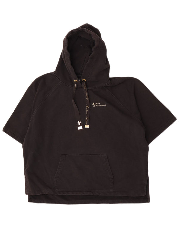Barbour Dame Kortærmet Oversized Hoodie Jumper UK 14 Large Sort