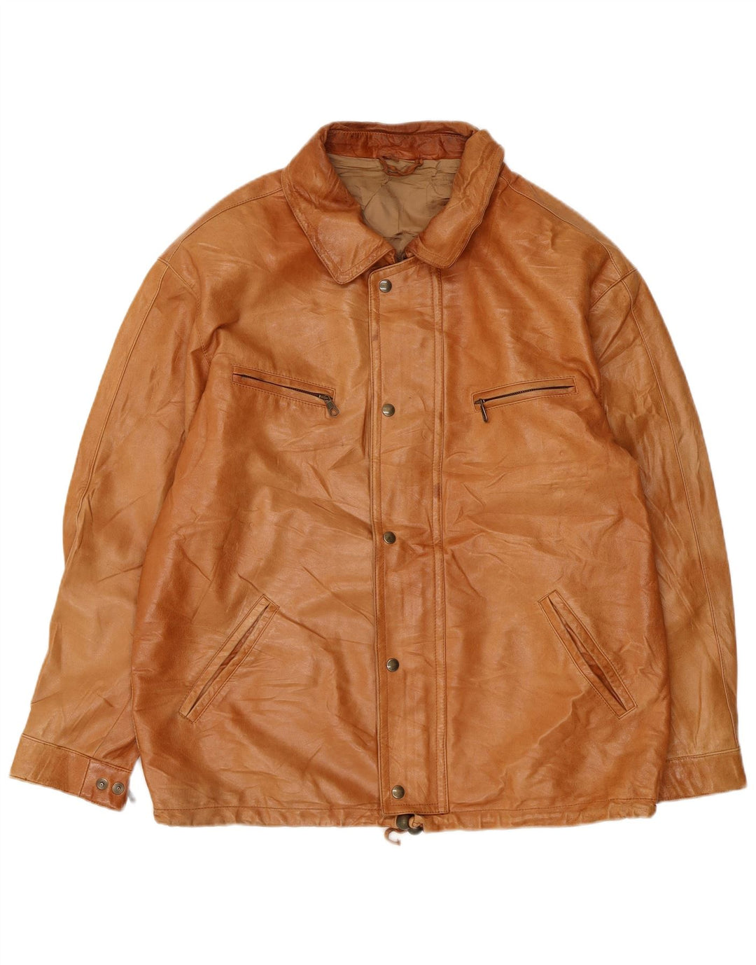 Vintage Herre Læderjakke UK 38 Medium Beige Læder