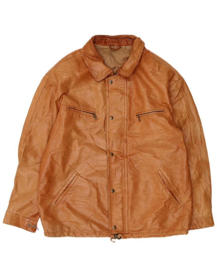 Vintage Herre Læderjakke UK 38 Medium Beige Læder