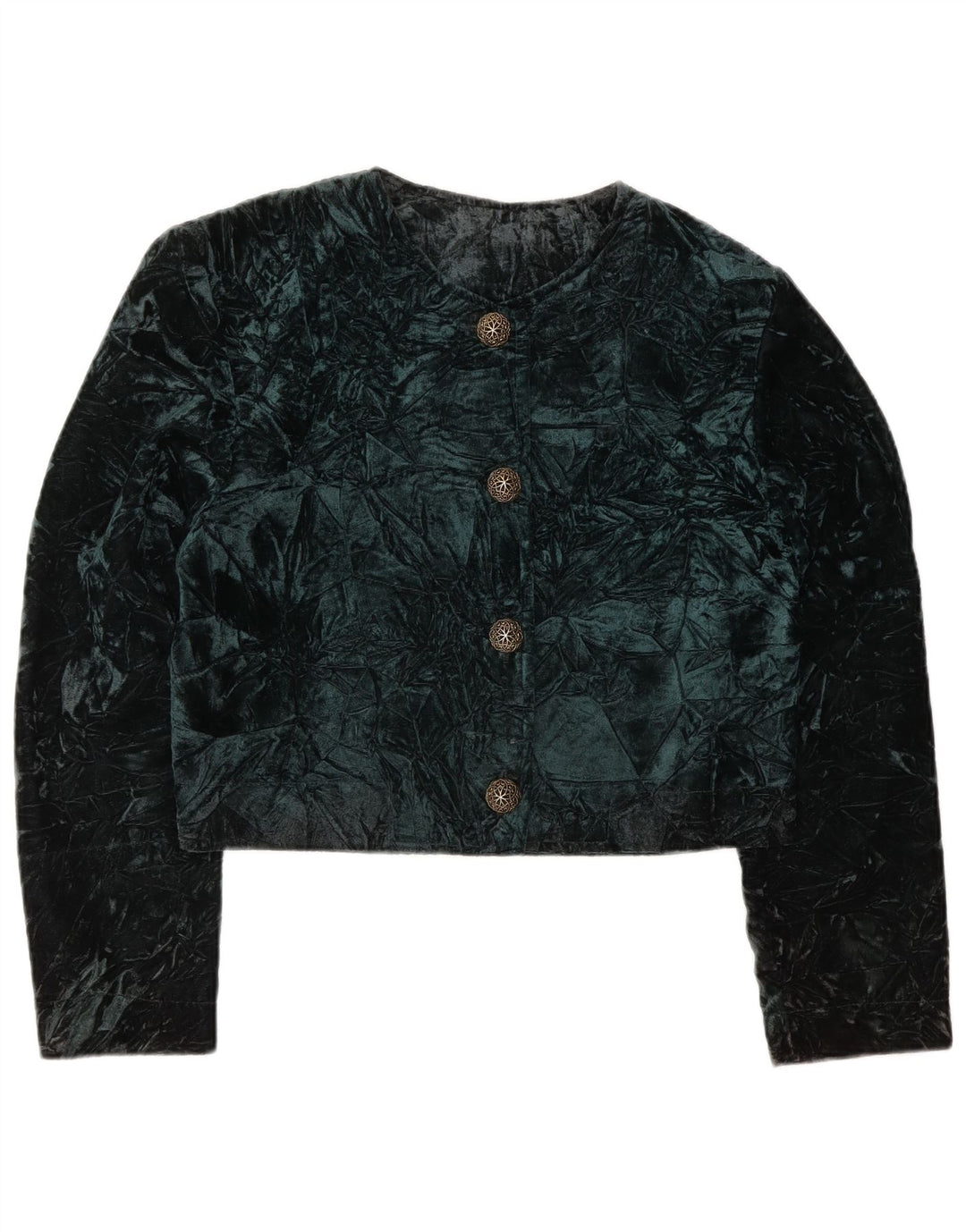 Vintage Dame Velvet Bolero Jacket UK 14 Medium Green