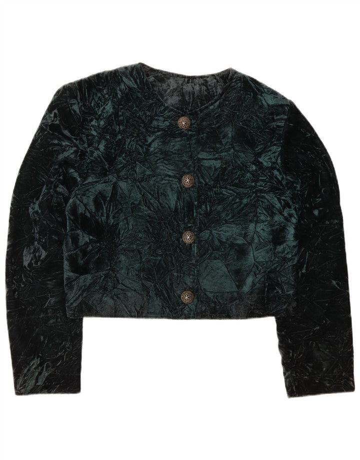 Vintage Dame Velvet Bolero Jacket UK 14 Medium Green