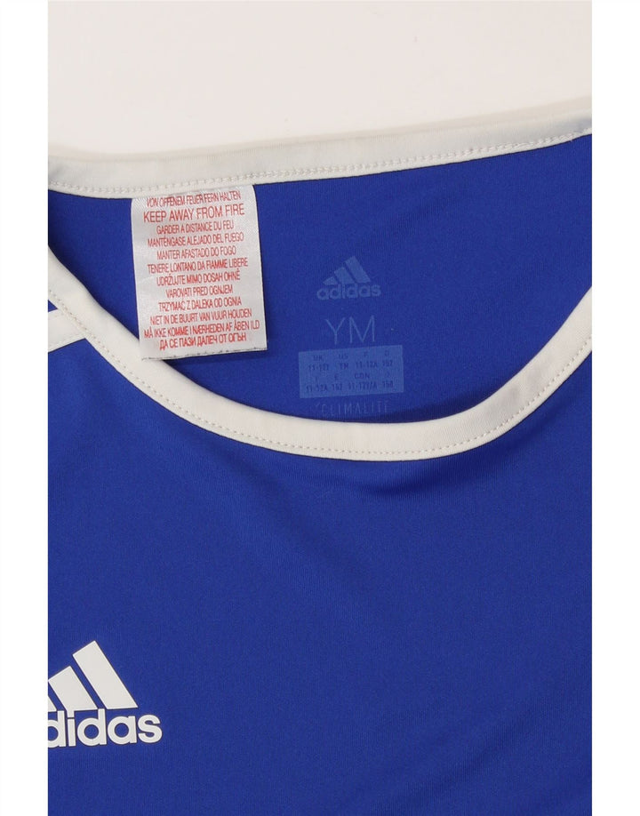 Adidas Boys Climalite T-Shirt Top 11-12 år Medium Blue Colourblock