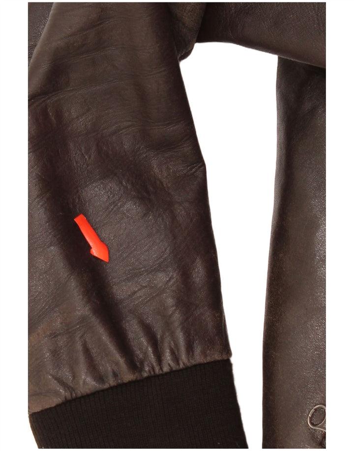 On Spirit Herre Bomber Læderjakke IT 48 Medium Brun Læder