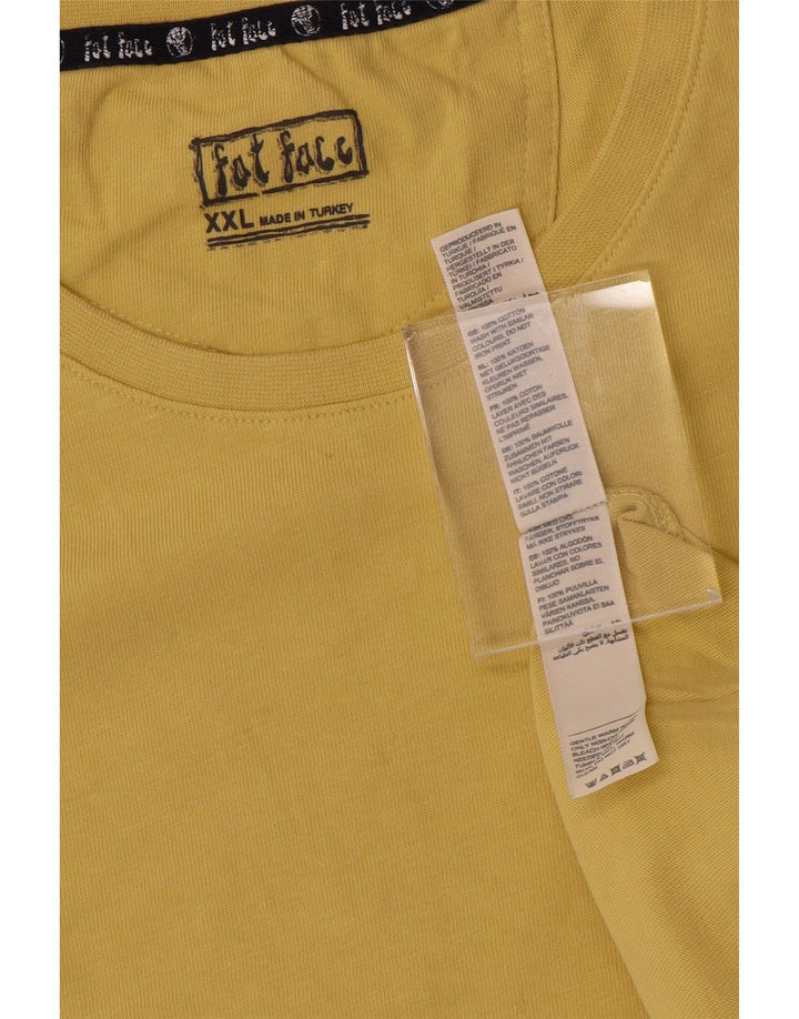 FAT FACE Herre grafisk T-shirt top 2XL gul bomuld