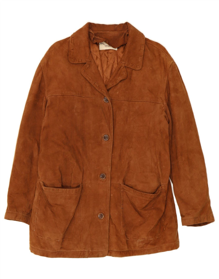 MABRUN Womens Suede Jacket IT 44 Medium Brown Leather Vintage Mabrun and Second-Hand Mabrun from Messina Hembry 