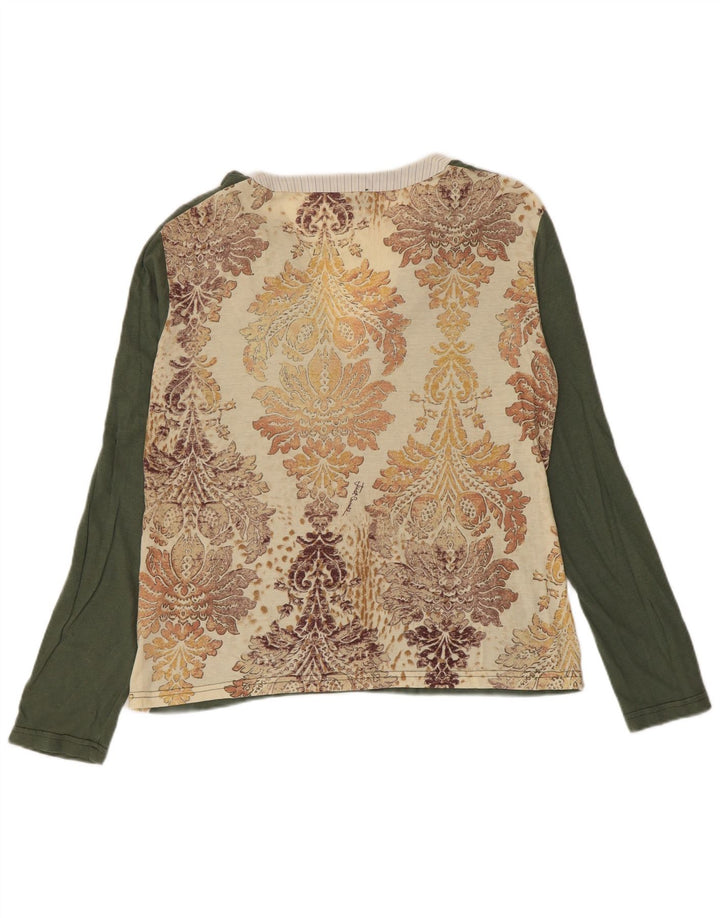 Just Cavalli Dame Top Langærmet UK 12 Medium Green Floral