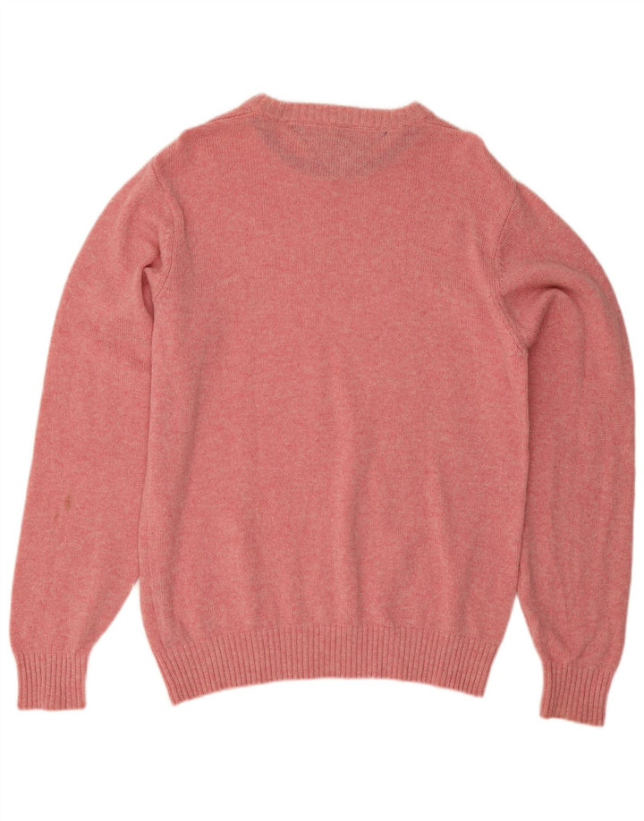 Tommy Hilfiger Herre Boat Neck Jumper Sweater Medium Pink Flecked Lammeuld