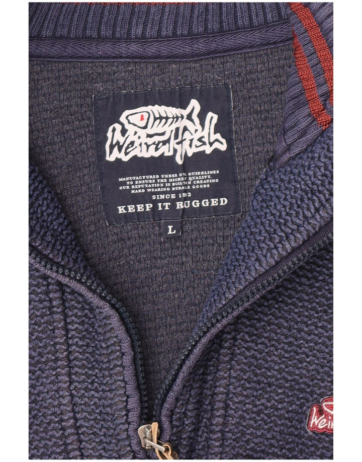 Weird Fish Herre Zip Neck Sweatshirt Jumper Large Navy Blue