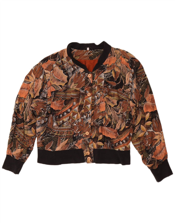 Vintage dame bomberjakke EU 40 Medium Brown Floral