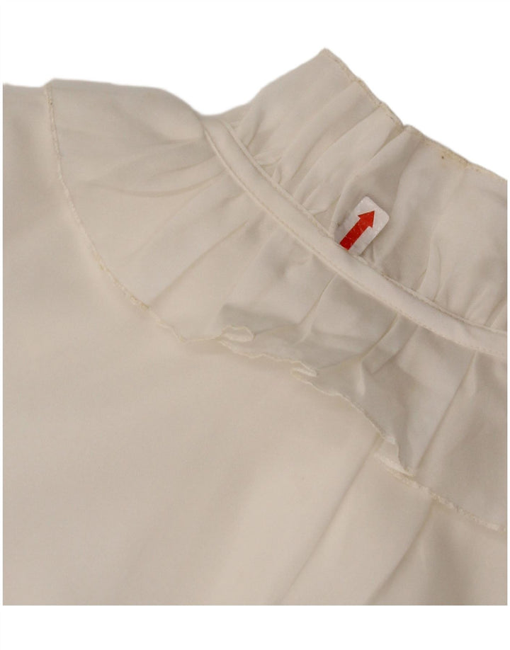 VINTAGE Womens Flæse Front Shirt Bluse UK 16 Large White