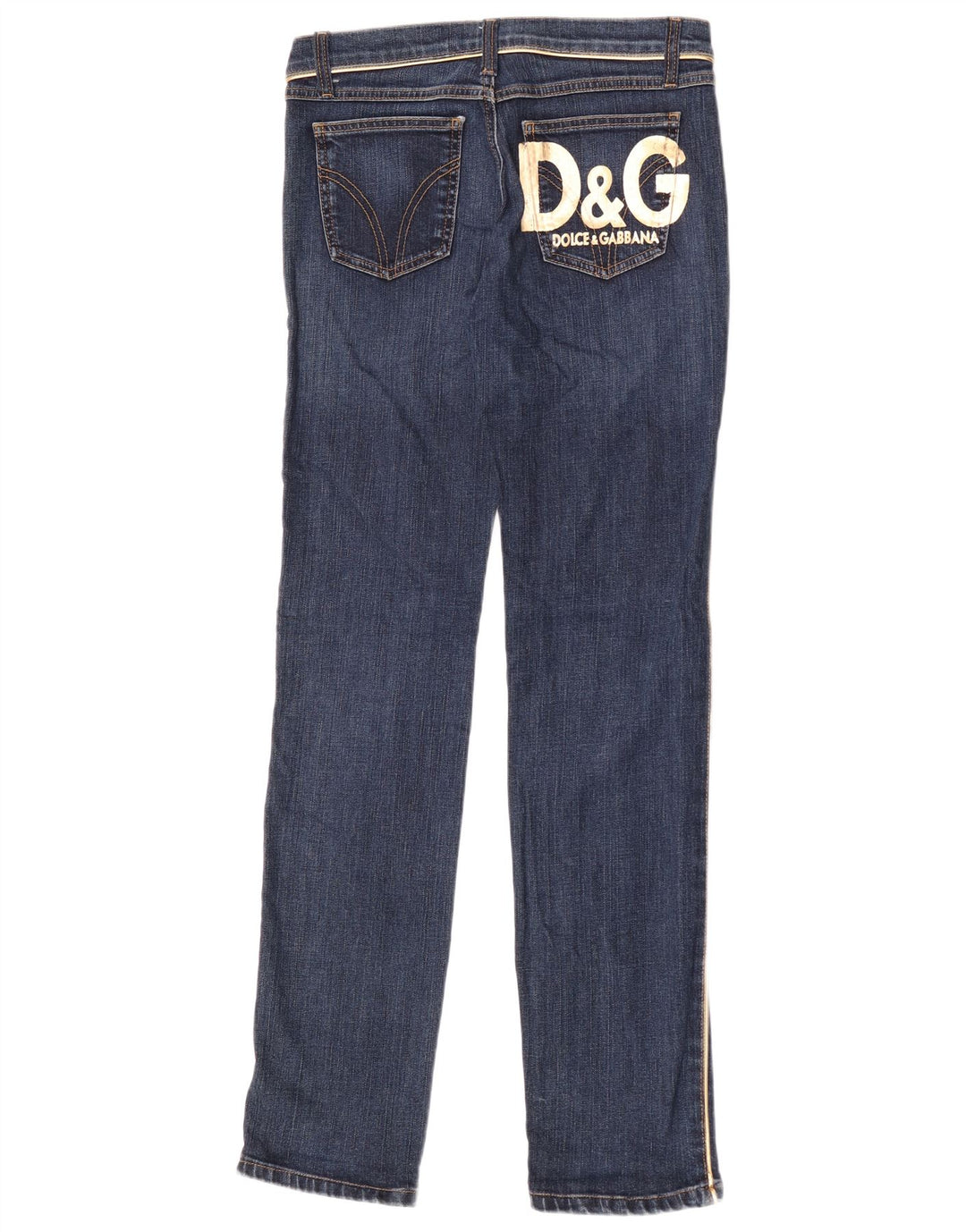 Dolce & Gabbana Dame Grafiske Slim Jeans IT 42 Medium W28 L34 Navy Blue