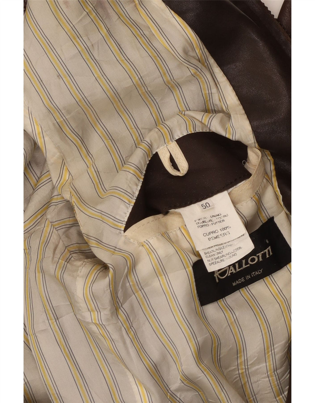 GALLOTTI Herre Bomber Læderjakke IT 50 Stor Brun Læder