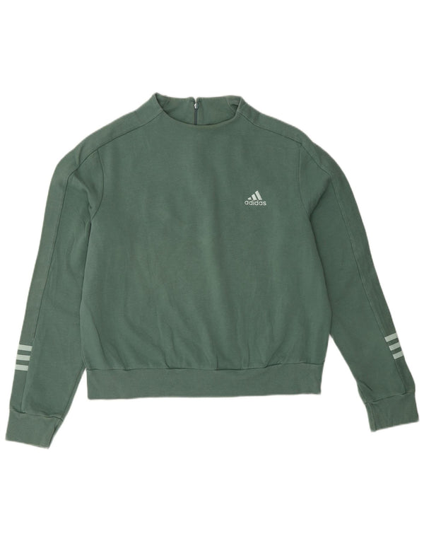 ADIDAS Womens Sweatshirt Jumper UK 16/18 Large Green Cotton