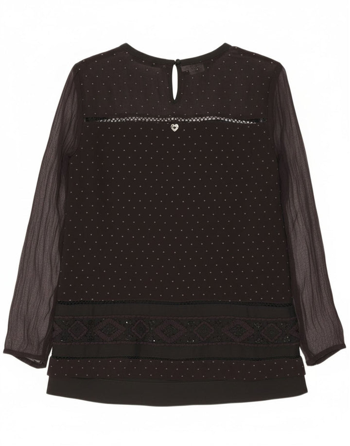 Simona Barbieri Dame Twin-Set Bluse Top UK 10 Small Black Spotted