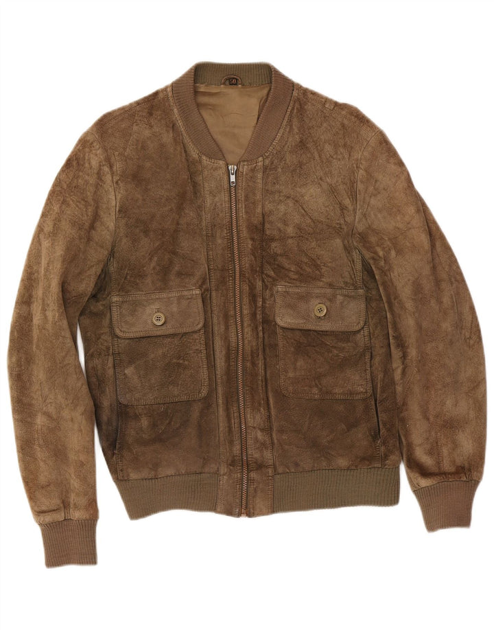 Vintage dame ruskind bomberjakke IT 50 XL Khaki Læder