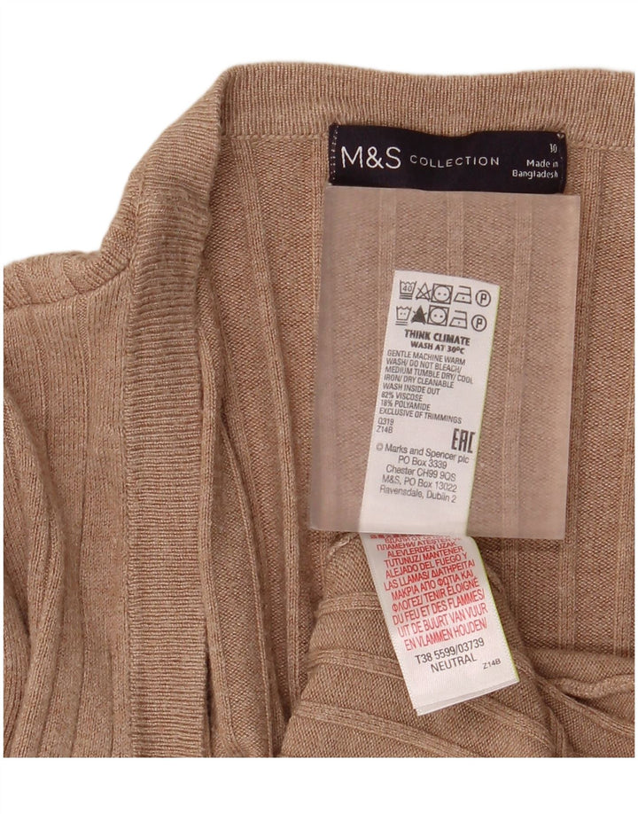 Marks & Spencer Dame Longline Åben Cardigan Sweater UK 10 Small Beige