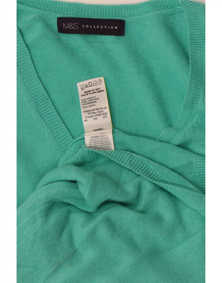 Marks & Spencer Dame V-hals sweater UK 10 Lille turkis akryl