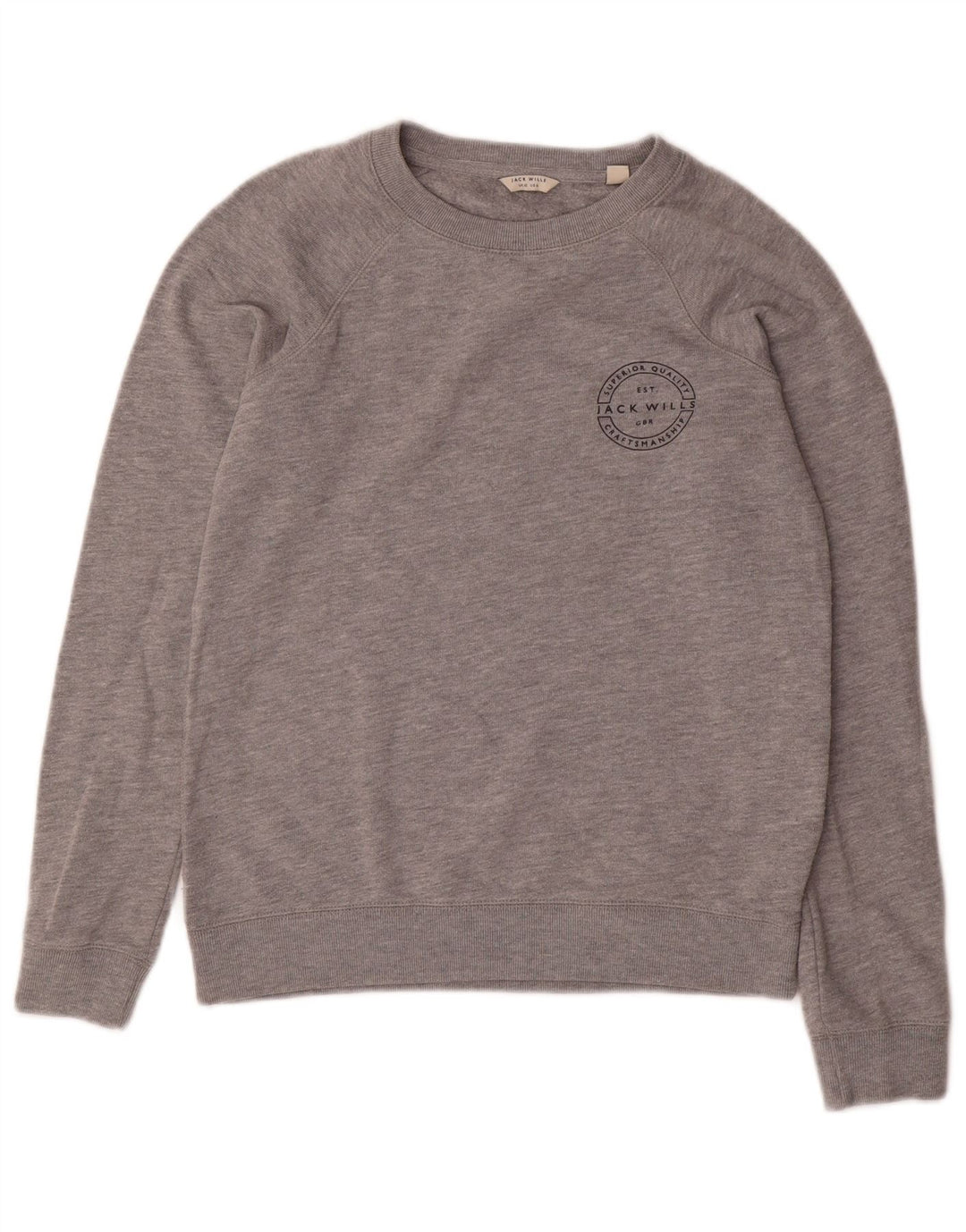 JACK WILLS Dame Sweatshirt Jumper UK 10 Small Grey Flecked Bomuld