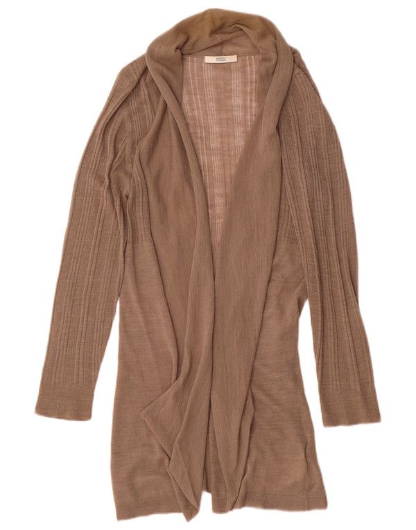Marks & Spencer Dame Longline Open Cardigan Sweater UK 14 Medium Brown