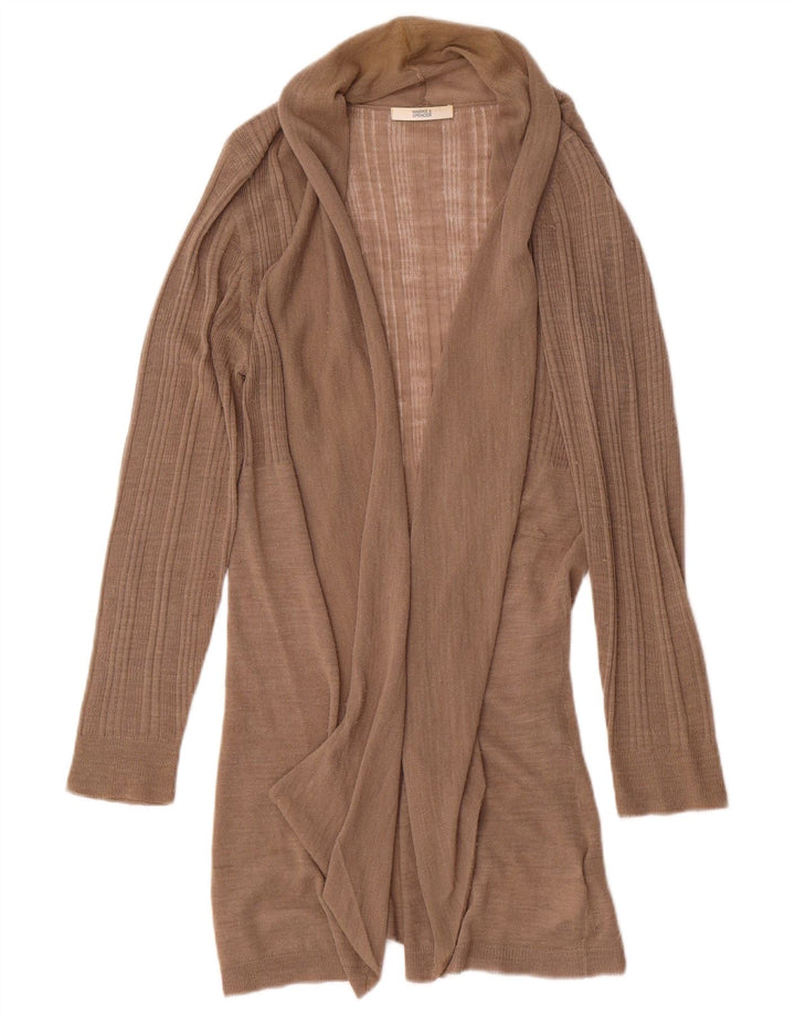 Marks & Spencer Dame Longline Open Cardigan Sweater UK 14 Medium Brown