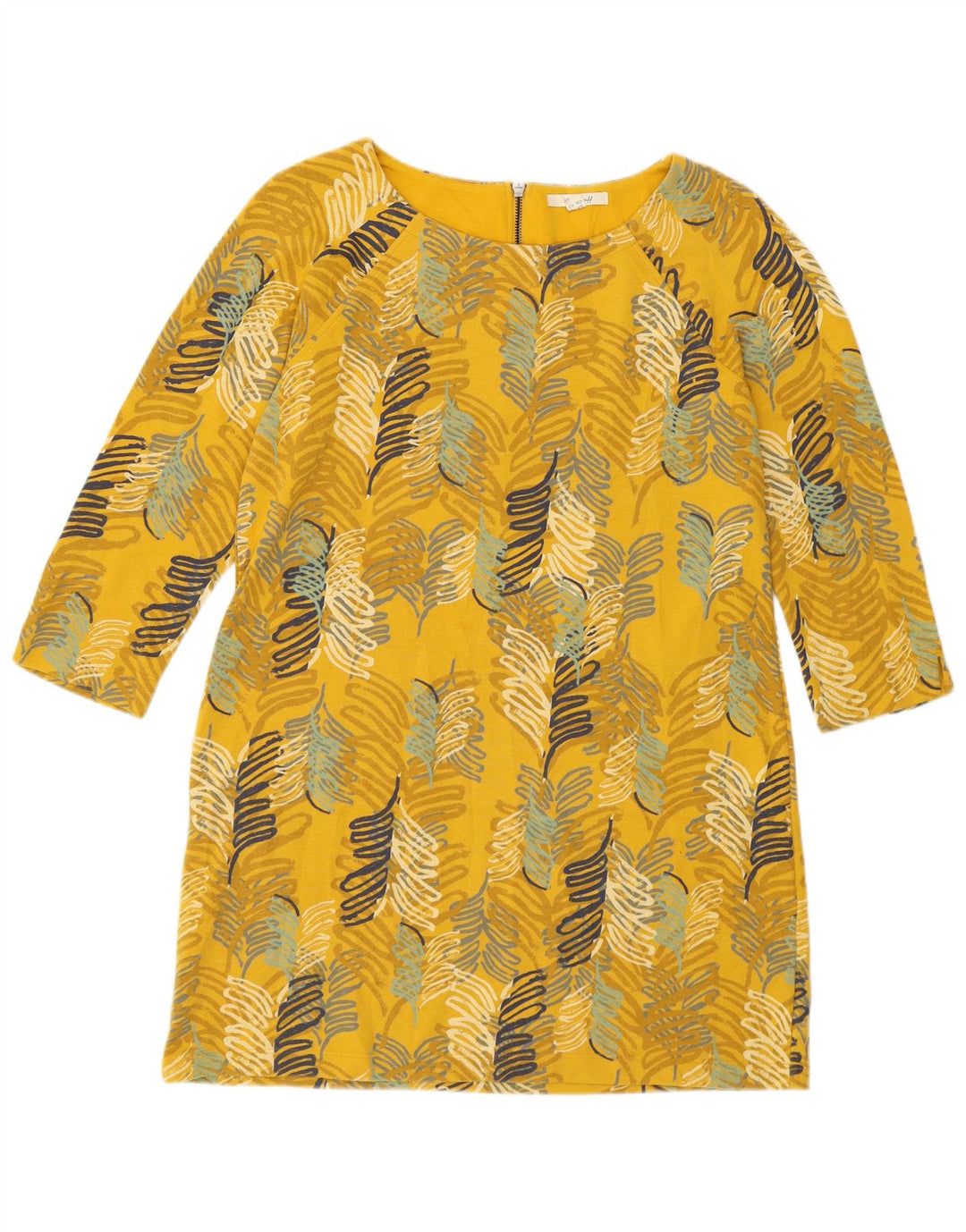 White Stuff Womens 3/4 ærmet Shift Dress UK 14 Medium Yellow Floral