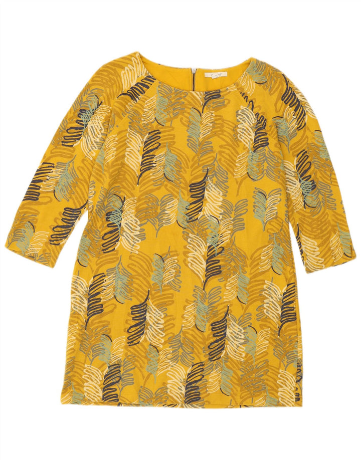 White Stuff Womens 3/4 ærmet Shift Dress UK 14 Medium Yellow Floral