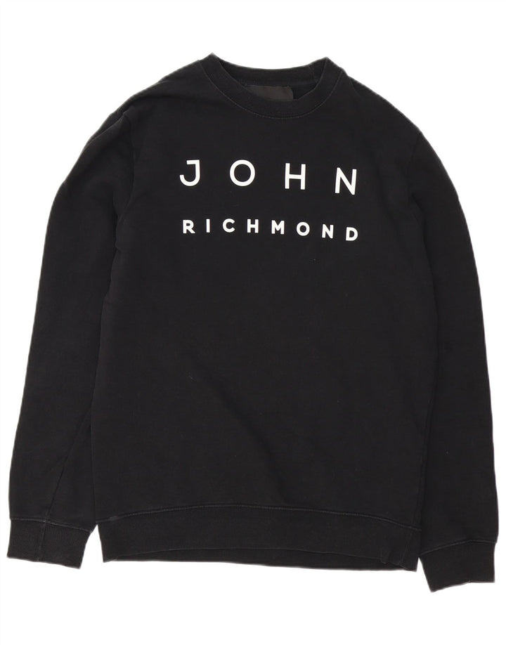 RICHMOND Herre Grafisk Sweatshirt Jumper Medium Sort Bomuld
