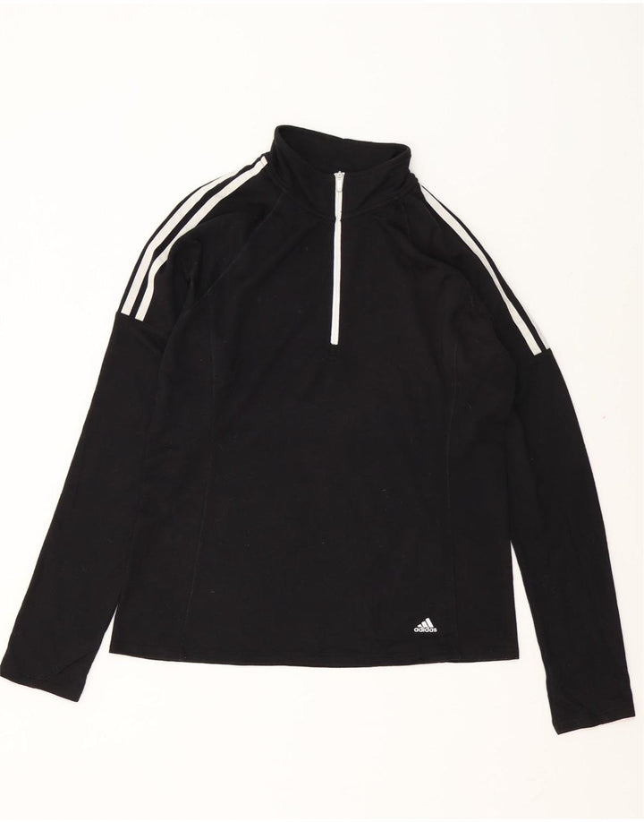 Adidas Herre Zip Neck Pullover Træningsdragt Top Medium Sort Polyester