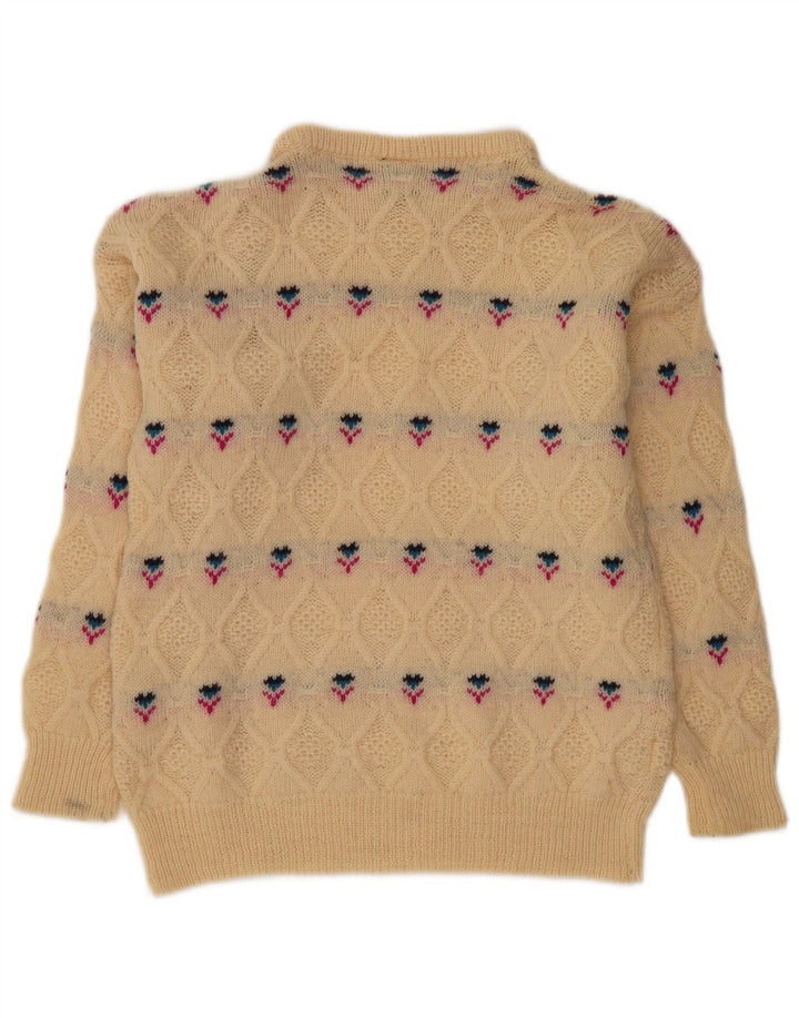 WALBUSCH Dame Turtle Neck Jumper Sweater UK 16 Large Beige Fair Isle