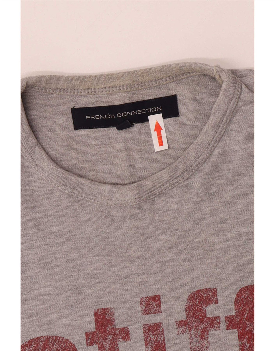 French Connection Herre grafisk T-shirt Top mellemgrå bomuld