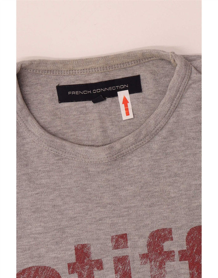 French Connection Herre grafisk T-shirt Top mellemgrå bomuld