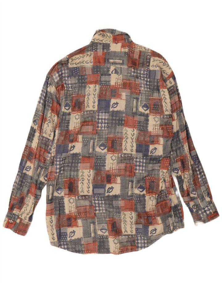 Canda herreskjorte str. 41/42 16 1/2 stor flerfarvet patchwork viskose