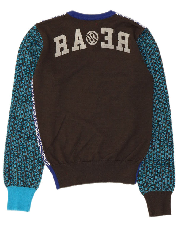 Vintage Dame V-hals sweater UK 14 Medium Flerfarvet Patchwork